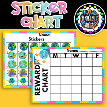 Preview of Positive Behavior Sticker Chart Reward | Daily Behavior Chart Planet Theme