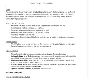 Preview of Positive Behavior Support Plan ( BSP, PBSP, BIP)