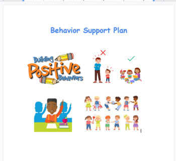 Preview of Positive Behavior Support Plan for Aggression and Disruption with replacement Bx