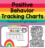 Positive Behavior Tracking Charts: Rainbow Bright Decor Edition
