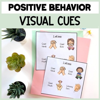 Preview of Printable Positive Behavior Visual Cue Cards - Behavior Management