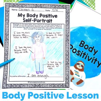 Preview of Positive Body Image and Self Esteem Activities Lesson Plan and Mindful Script