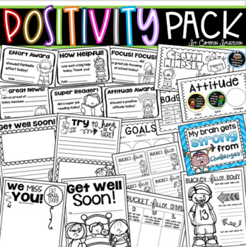 Preview of Positive Bundle (Notes Home, Get Well Soon, Growth Mindset, Bucket Filling)