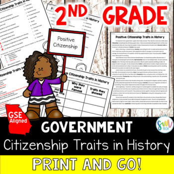Preview of Positive Citizens in Georgia Reading *2nd GRADE* CCSS Aligned *NO PREP* (SS2CG3)