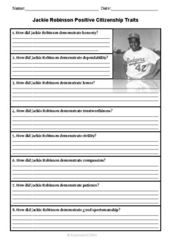 Preview of Positive Citizenship Traits - MLK and Jackie Robinson