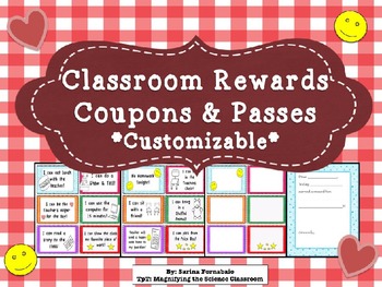 Preview of Classroom Rewards Coupons & Passes - editable!