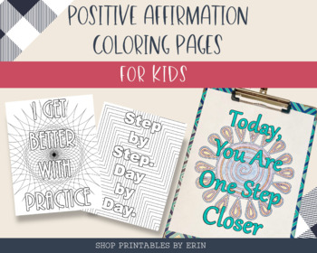 Positive Mindset Coloring Pages for Elementary | Calm Down Corner Freebie!