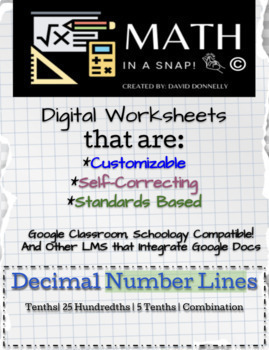 Preview of Positive Decimal Number Lines - Editable Interactive & Instant Feedback