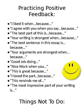 feedback sentence positive starters