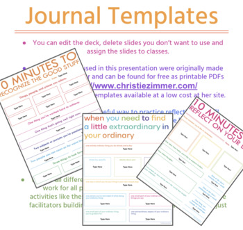 Preview of Positive Journal Templates: Editable Worksheet Google Slides