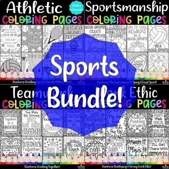 Preview of Sports Themed Coloring Pages Bundle / Positive Messages And Mindset