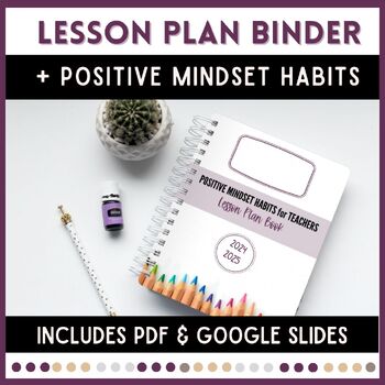 Preview of Positive Mindset Habits Lesson /Life Planner for Teachers (with Google Slides)