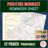 Positive Mindset Reminder Sheet | Printable