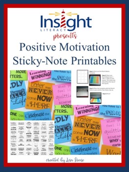 Preview of Printable Positive Motivational Sticky-Notes Template for Students & Teachers