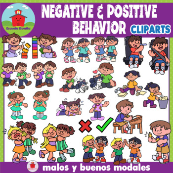 Preview of Positive & Negative Behavior CLIPARTS Buenos y Malos Modales
