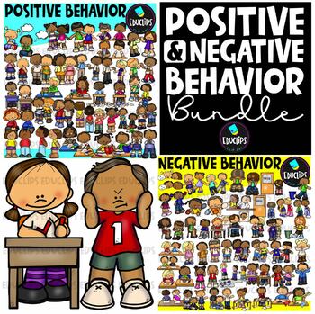 Preview of Positive & Negative Behavior Clip Art Bundle {Educlips Clipart}