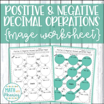 Preview of Positive and Negative Decimal Operations Maze Worksheet - Rational Numbers