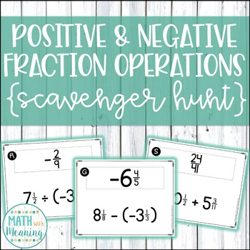 Preview of Positive and Negative Fraction Operations Scavenger Hunt Activity