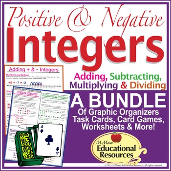 Preview of Positive and Negative Integers BUNDLE - Game, Interactive Notebook, Guided Notes