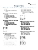 Positive & Negative Integer Operation Rules Quiz
