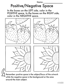 Preview of Positive/Negative Space Element of Art Space Worksheet for K, 1st, 2nd, 3rd