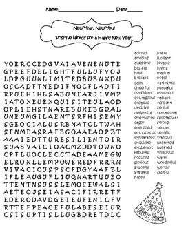 Positive New Year, New You Word Search by The Historian's Vault | TpT