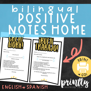 Preview of Positive Note Home | Bilingual | English & Spanish
