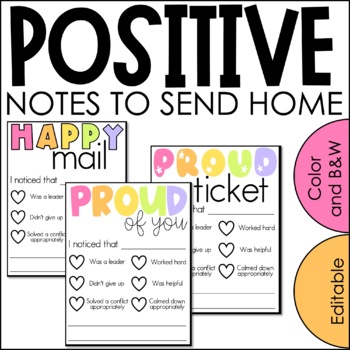 Preview of Positive Note Home | Positive Behavior Note | Parent Communication