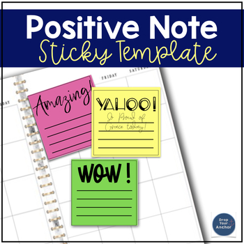 Preview of Positive Note Home Sticky Note Templates FREE!