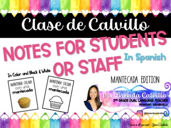 Preview of Pick-me-up Note in Spanish for Staff or Students (Mantecada theme)