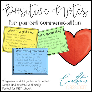 Preview of Positive Notes to Students and Parents - PBIS