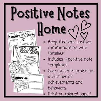 Preview of Positive Notes Home - Family Communication - Smiley Mail