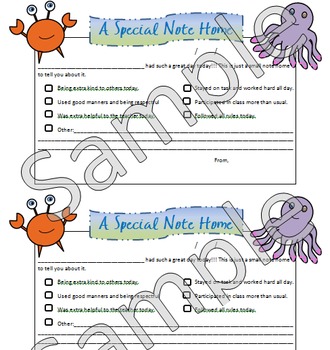 Preview of Positive Notes Home Ocean Theme