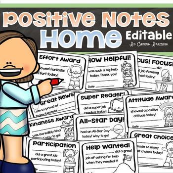 Preview of Positive Notes Home Parent Teacher Communication Forms Handouts Editable