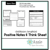 Positive Notes Home and Behavior Think Sheet