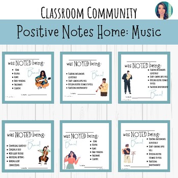 Preview of Positive Notes Home from Music Class for Student & Parent Communication