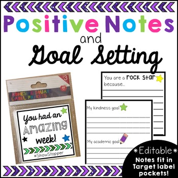 Positive Notes and Goal Setting (Target Label Pockets) Editable | TpT