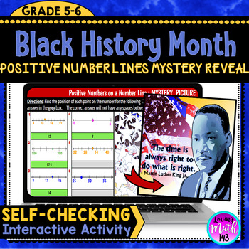 Preview of Positive Number Lines for Black History Month - Digital Mystery Reveal