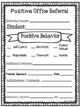 Preview of Positive Office Referral - EDITABLE!!!