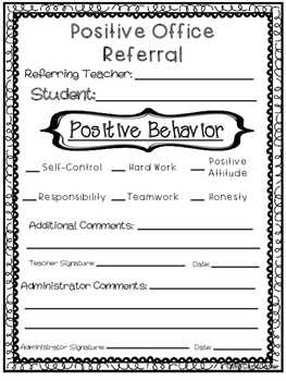 Preview of Positive Office Referral Form