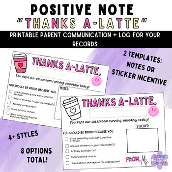 Preview of Positive Parent Communication| "Thanks A-Latte!"
