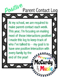 Positive Parent Contact Log