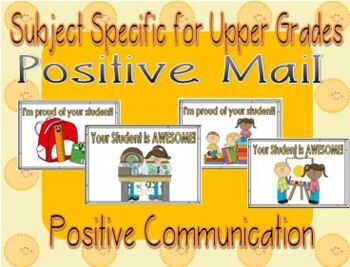 Preview of Positive Parent Postcards- Subject Specific for Upper Grades and general school