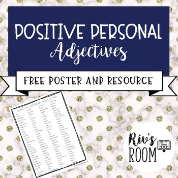 Preview of Positive Personal Adjectives List - FREEBIE