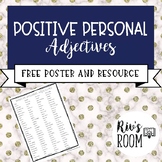 Positive Personal Adjectives List - FREEBIE