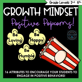 Preview of Positive Popcorns | Growth Mindset | Self-Monitoring | Holiday Decorations