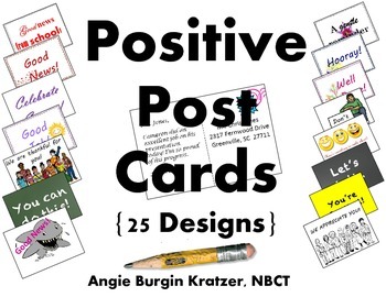 Preview of Positive Post Cards {SCHOOL/ PTSA License}