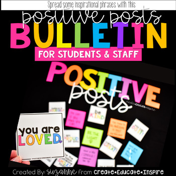 Preview of Positive Posts Bulletin (For Students and Staff) - Digital PNGS included!