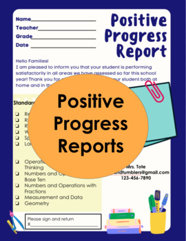 Preview of Positive Progress Report English/Spanish/Blank Version