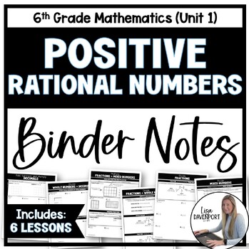 Preview of Positive Rational Numbers Binder Notes for 6th Grade Math